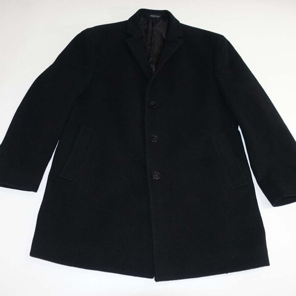 Calvin Klein Men's Overcoat Size 44 Short Black 3 Button Heavy Winter Wool Blend